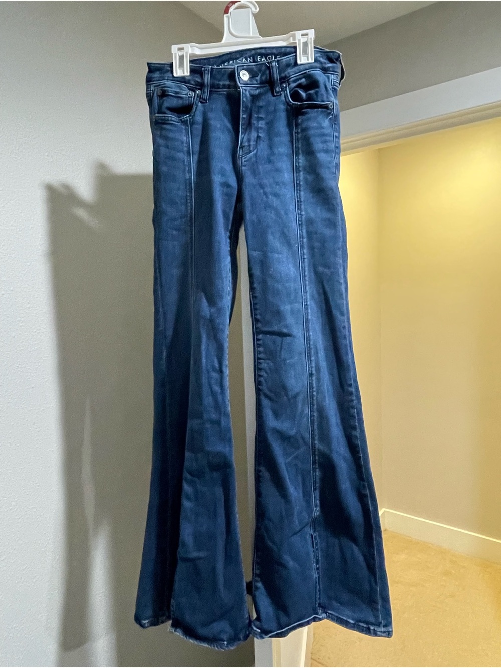 American Eagle Outfitters Women’s Dark Blue High-Rise Flare Jeans
